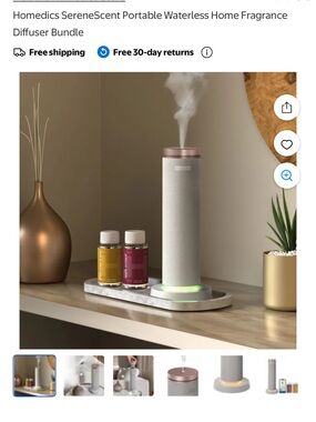 Homedics Portable Waterless Diffuser - White with Rose Gold Accents